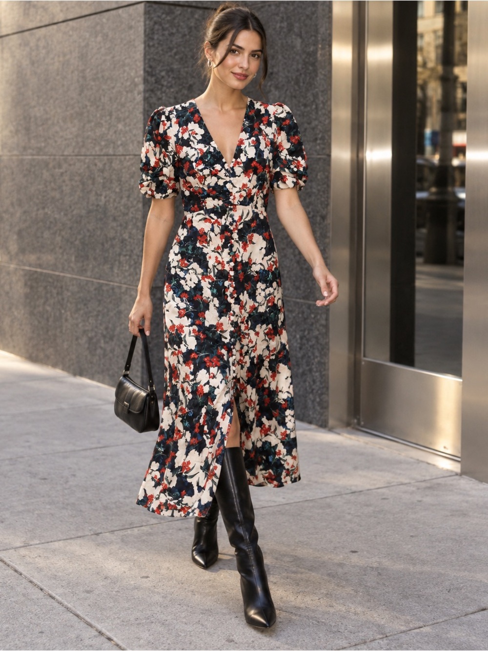 SALONI Lea Papaver Cascade Silk Jacquard Midi Dress US 6 NWOT